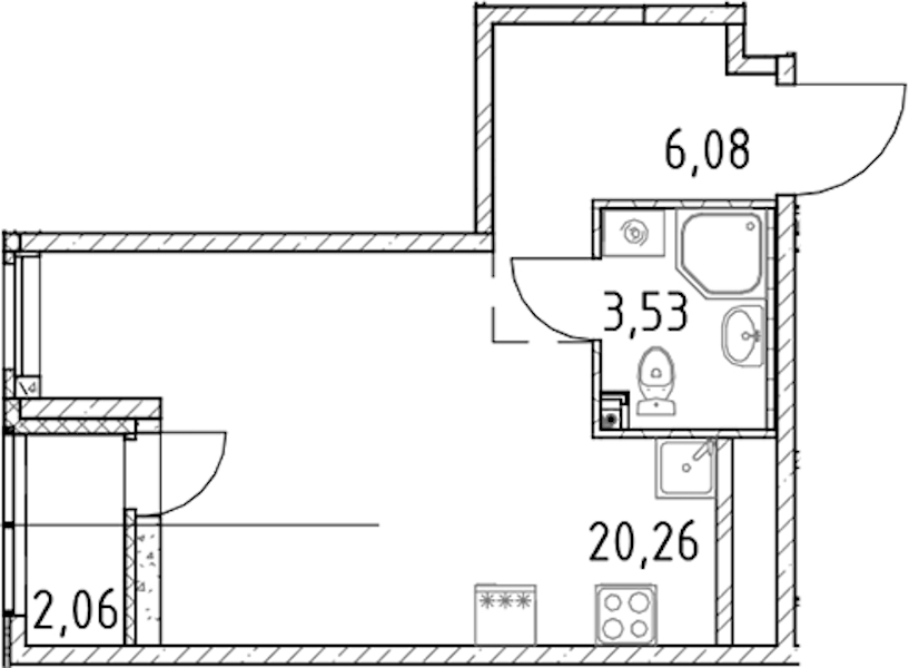 Квартира студия 29.87 м², 13/23 эт., ЖК «Город Первых»